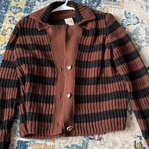 Anthropologie Brown and Black Striped Cardigan